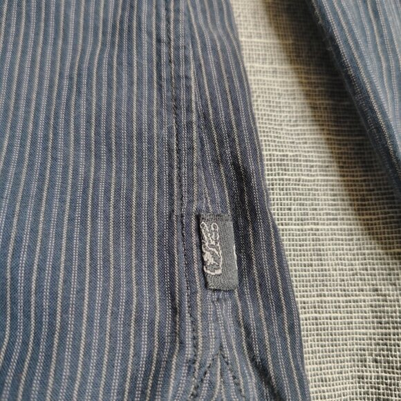 John Varvatos LS Shirt Size XXL Blue Striped Cotton Long Sleeve Button Down Mens - Picture 5 of 10